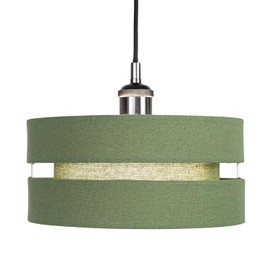 Contemporary Quality Olive Green Linen Fabric Triple Tier Ceiling Pendant Light Shade | 60w Maximum | Designer Style | 26cm Diameter by Happy Homewares
