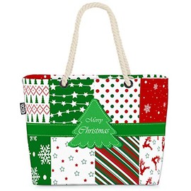 VOID Weihnachtsmuster Winter Strandtasche Shopper 58x38x16cm 23L XXL Einkaufstasche Tasche Reisetasche Beach Bag
