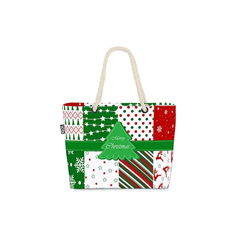 VOID Weihnachtsmuster Winter Strandtasche Shopper 58x38x16cm 23L XXL Einkaufstasche Tasche