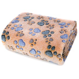 Allisandro Dog Blanket Fluffy Blanket 100 x 80 cm Super Soft and Warm Cat Blanket Cute Claw Print Large Coffee, 80x60cm