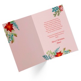 1Up Greetings Christmas Card for Mom | MOM with Xmas Florals | Your Purchase Helps Animals In Need | 5”x7.5” | Individual Card + Envelope | Woman Owned Small Business | Made in USA | XMASMOM2