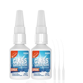 2Pack 20g Clear Glass Glue - Strong Adhesive for Glass to Glass Bonding, Fast Drying, Invisible Repairs for Crafts, Jewelry, Crystals & More