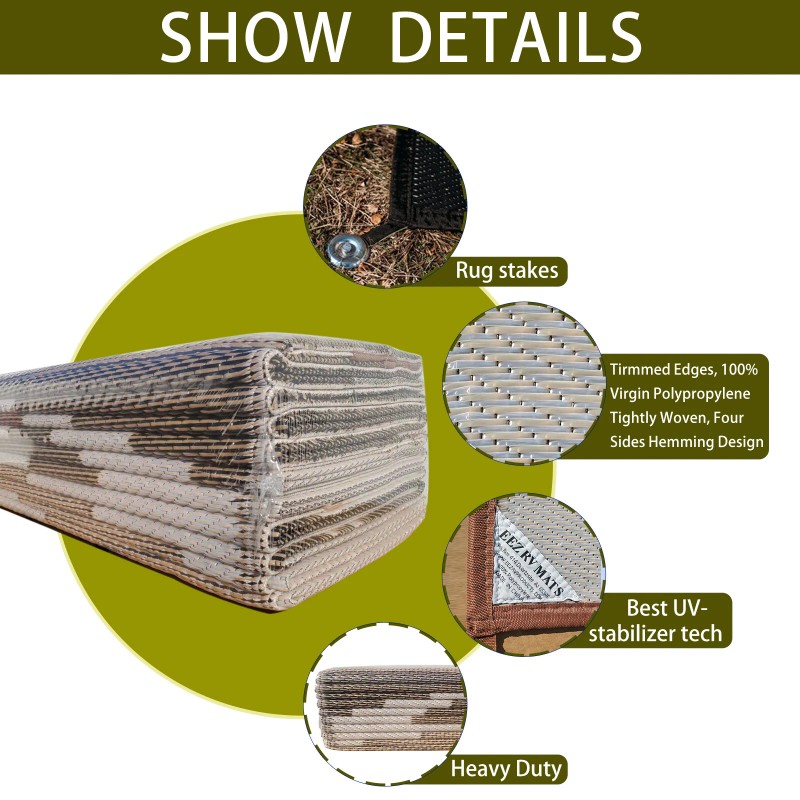 EEZ RV Products 9'x18'FT Heavy Duty Reversible/Dur - Brown