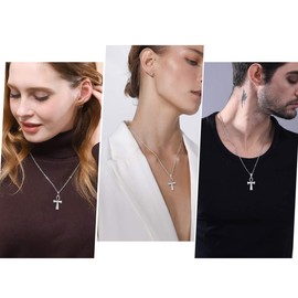 ChicSilver 925 Silver Horus Eye Necklace Angel Wings Snake Caduceus Chain Cross Chain with Gift Box for Men and Women, Silver, Egypt