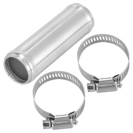 X AUTOHAUX OD 1" 25mm Aluminum Alloy Hose Joiner Tube Intercooler Pipe Connector Air Intake Tube with Bead Roll with 2 Clamps Length 3" 76mm