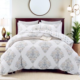 JUCFHY King Size Duvet Cover Set - Hotel Luxury Collection, Ultra-Soft 1000 Thread Count Egyptian Long Staple Cotton, Modern Jacquard Design (1 Duvet Cover + 2 Pillowcases)