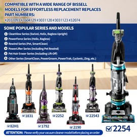 ZITFRI Replacement Belts for Bissell PowerForce Helix (Turbo) Vacuum,Replaces Parts 3031120, 2031093, Fits Models 2191, 2191U, 2190, 1240, 1700, 1701, 2691, 2692, 1797, 12B1, 68C7, 3920 Series 2Pack