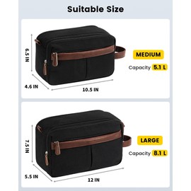 Vorspack Large Canvas Toiletry Bag for Men - Water Resistant Travel Bag for Toiletries, Bathroom Essentials, Accessories - Black