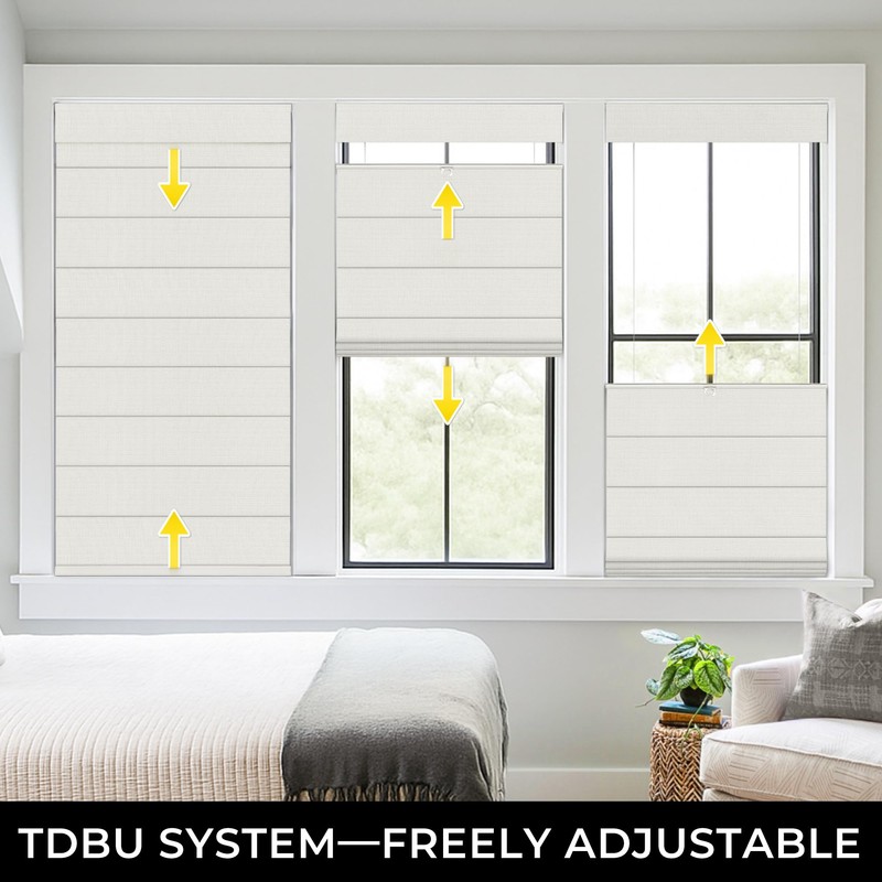 No Drill Top Down Bottom Up Roman Shades, 22×64in, Natural