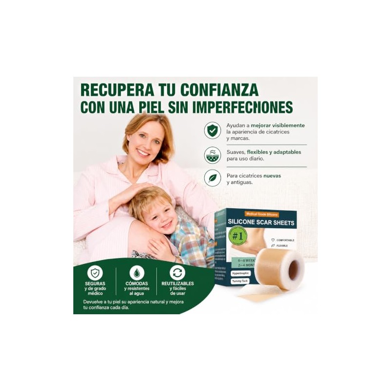 Parches Silicona Cicatrices Rollo Reutilizable Recortable Flexible Cómodo Grado Médico