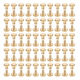 50Pcs Decorative Rivets 50Pcs Slot Flat Head Screws Brass Screw Rivet Set for DIY Leather Crafting Bookbinding 8x5mm Rivet