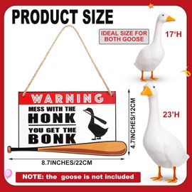 Memorywuu Halloween Porch Goose Large Sign Mess with the Honk You Get the Bonk Armed Sign for Home Kitchen Restaurant Decoration Yard Porch Lawn, 8.7 X4.7 Inches