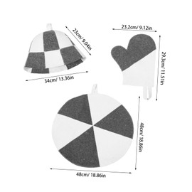 Ipetboom Heat Resistant Comfort Sauna Hat with Gloves and Mat Thickened Breathable Felt Sauna Cap for Women Insulated Hair Protection for Home and Professional Steam Rooms