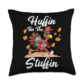 Nadi- Turkey Thanksgiving Huffin and Puffin for Stuffing Turkey Trot Squad Throw Pillow, 18x18, Multicolor