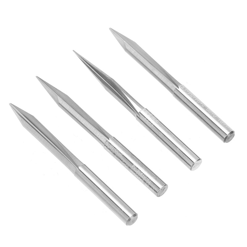 4Pcs VShaped Carving Cutter 2Edged Engraving Bit 4x0.4x15°/4x0.4x20°/4x0.4x25°/4x0.4x30°