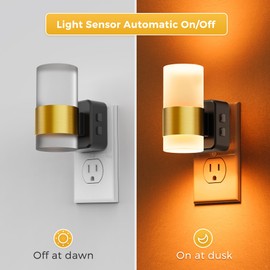 L LOHAS LED Night Lights Plug into Wall,[2-PACK] Color Changing Night Light with Rotatable Plug,Dusk to Dawn Sensor,Adjustable Brightness,RGB Nightlight for Kids Bedroom Bathroom Party Decor