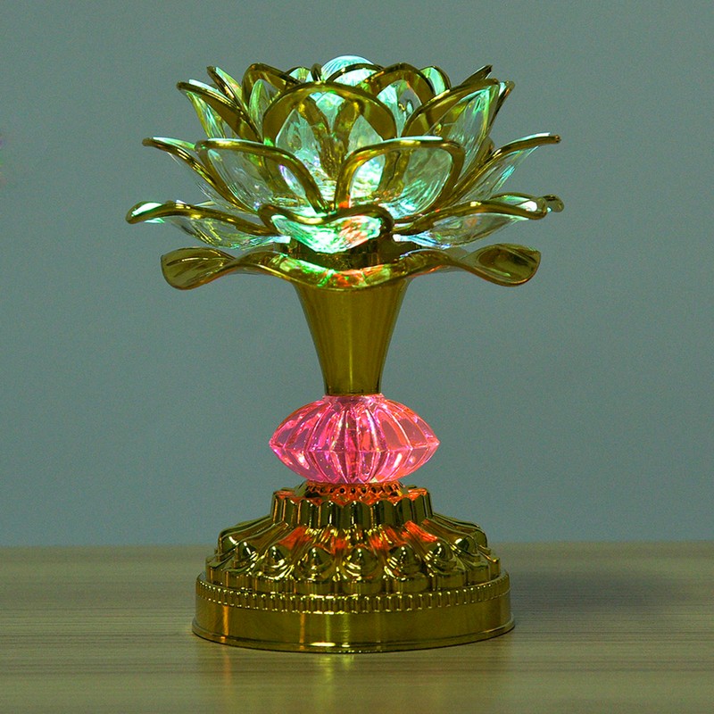 LED Multicolor Buddhist Lotus Lamp with 13 Different Buddhist Songs