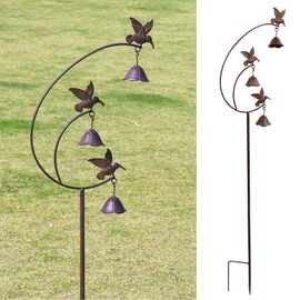MNRYLKB Gardens Metal Hummingbirds with Bells for Outside Garden Art,Decorative Garden Stakes