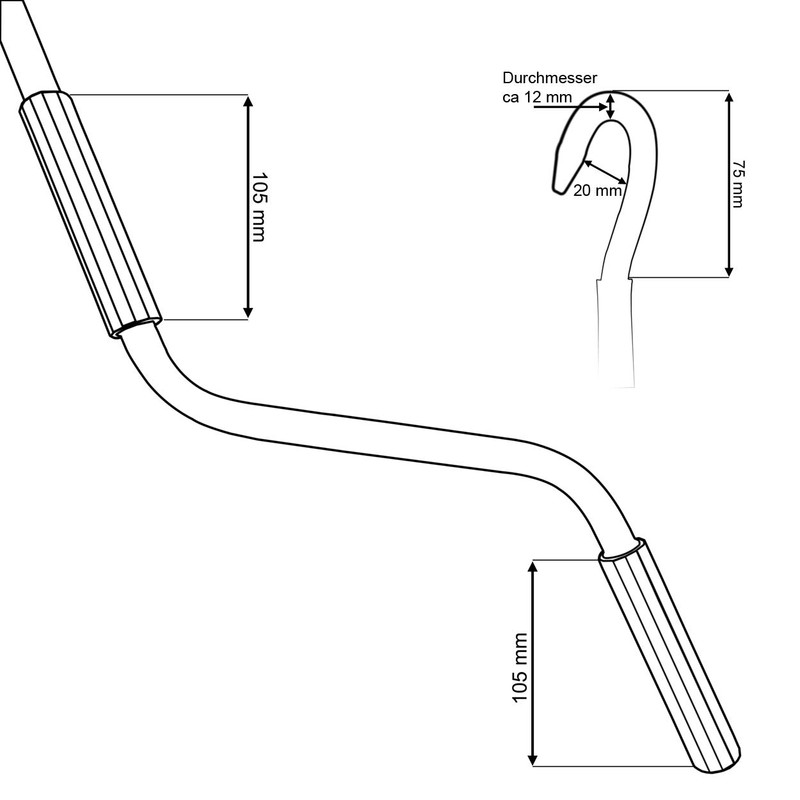 Awning Crank 80–160 cm, Butcher Hook, Grey