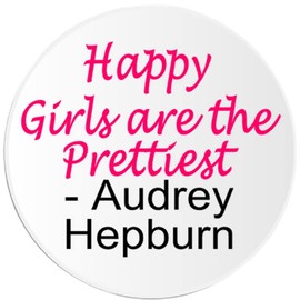 Happy Girls are The Prettiest Audrey Hepburn - 25 Pack Circle Stickers 3" x 3"