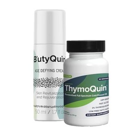 ThymoQuin Age Defying Super Combo Pack of B’UTYQUIN Anti Aging Cream Bundled With Black Seed Oil Capsules for Skin, Joint, Metabolic & Immune Health | Vegan, Non-GMO Softgels & Cream, 1 Pack Each