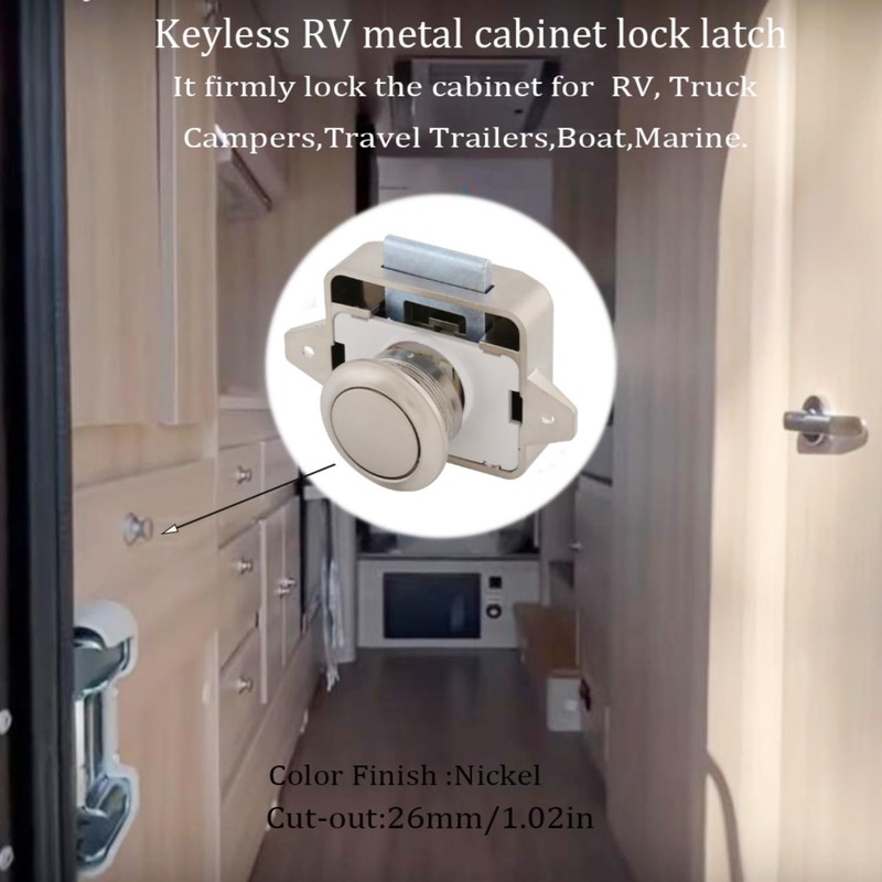 MTSmart RV Cabinet Locks, ABS Push Button Cabinet Latch for