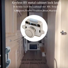 MTSmart RV Cabinet Locks, ABS Push Button Cabinet Latch for RV Motorhome Camper Truck Caravan Van Yacht Boat Marine, Camper Cupboard Knob RV Cabinet Latches (10 PC Pearl Nickel)