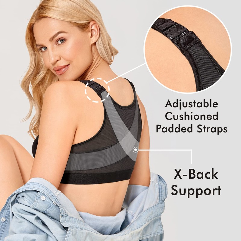DELIMIRA Women's Front Closure Posture Wireless Back Support Full Coverage