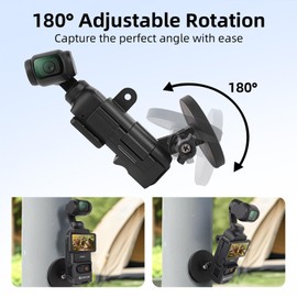 ARVOK Magnetic Holder Stand for DJI Osmo Pocket 3 Accessories, Pocket3 Accessories Expansion Adapter, Magnetic Case Holder for Table, 180° Adjustable, Black