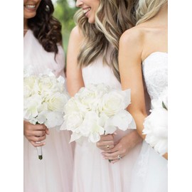 Rinlong 2Pcs Wedding Bouquets for Bridesmaids Bouquets for Wedding Artificial White Bouquet Bridesmaid Flower Bouquet for Bridesmaids