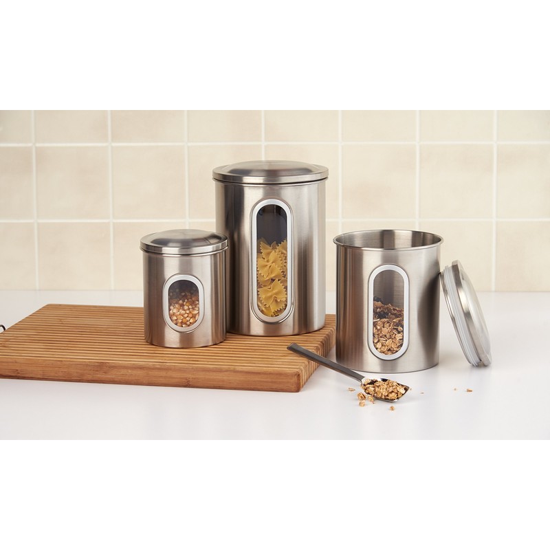 Fox Run 6103 Canister Set, Stainless Steel, 3-Piece Metallic, 5.75