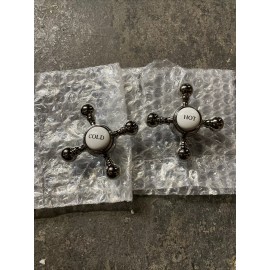 Signature Hardware  NEW SIGNATURE HARDWARE Metal & Porcelain Cross Handles Polished Nickel
