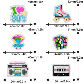 18 pcs Back To The 80s Picks Cupcake Toppers - I love the 80s Retro Throwback Theme Man woman happy Birthday Party Event Glitter Decoration Supplies