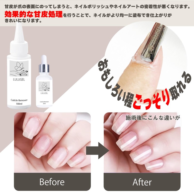 LULUGEL Cuticle Remover, 3.4 fl oz (100 ml), Cuticle Treatment,