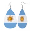 Argentina Flag Teardrop Earrings For Women Argentine Lightweight Leather Dangle
