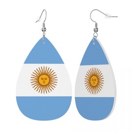 Argentina Flag Teardrop Earrings For Women Argentine Lightweight Leather Dangle Earrings Patriotic Jewelry Gifts