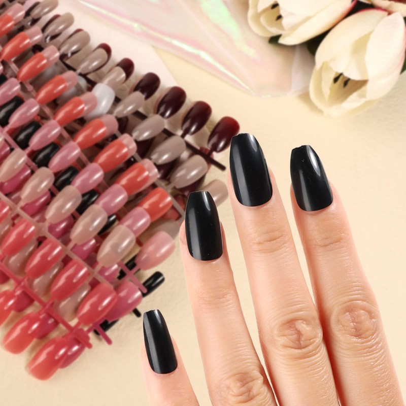 336 Pieces Nails for Sticking Short 14 Colours Pink Purple