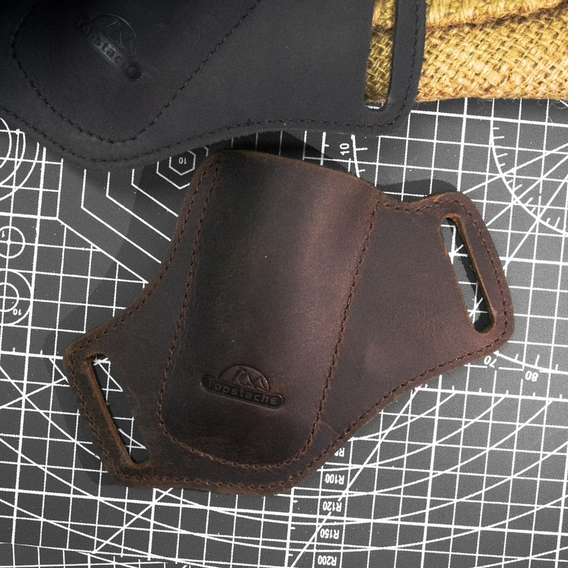 Topstache Handmade Leather Pocket Knife Sheath for Belt,EDC Belt Folding