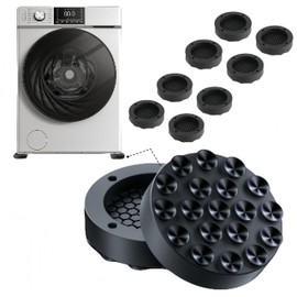 HJYDGJ Pack of 8 Washing Machine Feet Mat Washing Machine Non-Slip Pads Underlay Non-Slip Mat Washing Machine Feet Pad Foot Pad Universal Anti Vibration Washing Machine Damper - Black