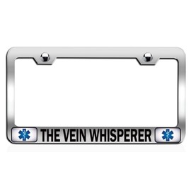 Custom Brother - The Vein Whisperer Paramedic Doctor Nurse Chrome Steel Auto SUV License Plate Frame License Tag Holder, K46