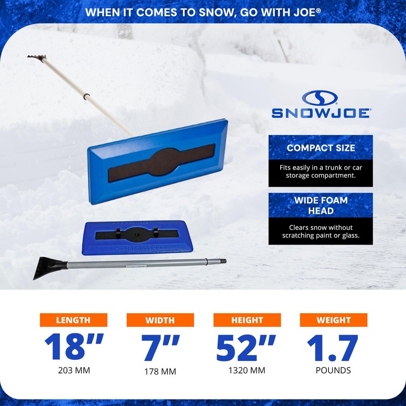 Snow Joe 18" Telescoping Snow Broom & Ice Scraper for