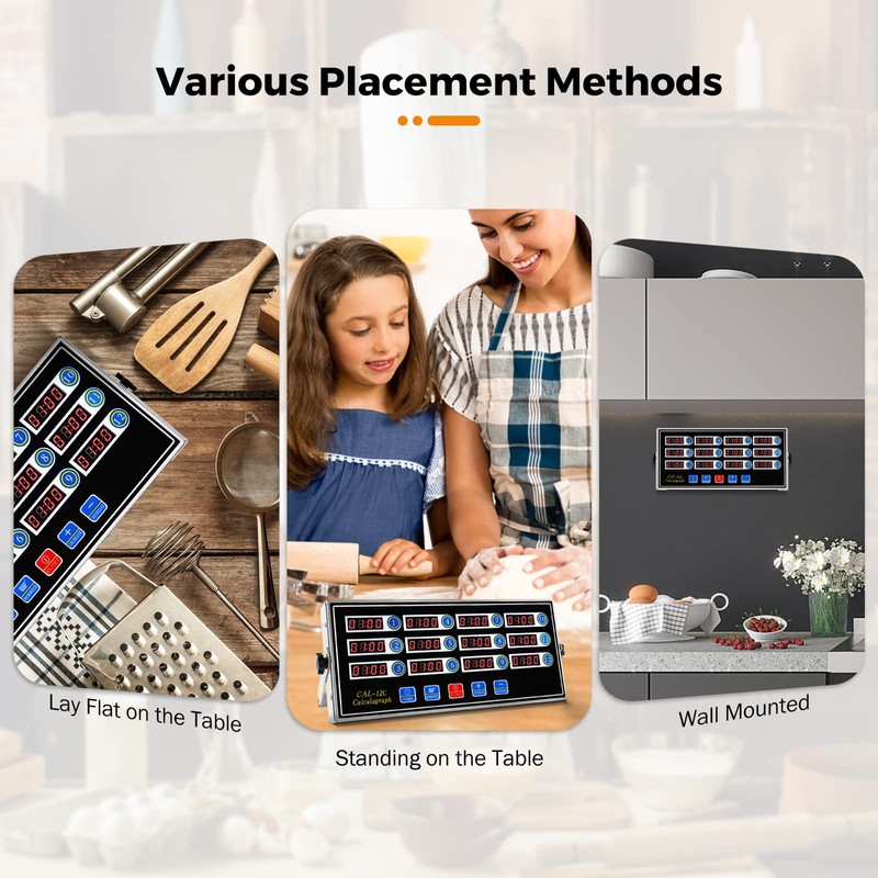 BEAMNOVA 12 Channels Digital Kitchen Timer for Cooking Loud Alarm
