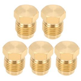 PATIKIL 5/16" Tube OD Brass Flared Plug, 2 Pack 45 Degree SAE Seal Tube Fitting Hex Pipe Fittings for Refrigeration Gas Hydraulic