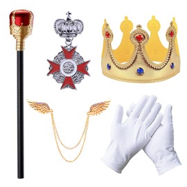 RuuYiicoco Boys Prince Charming Costume Cosplay Dress-Up Medieval Royal King Outfits for Kids (Red, 5-6 Years)