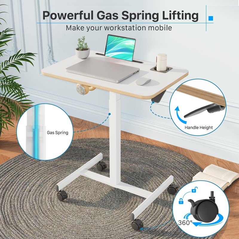 Liftsync Mobile Standing Desk, Rolling Laptop Cart Adjustable Height with