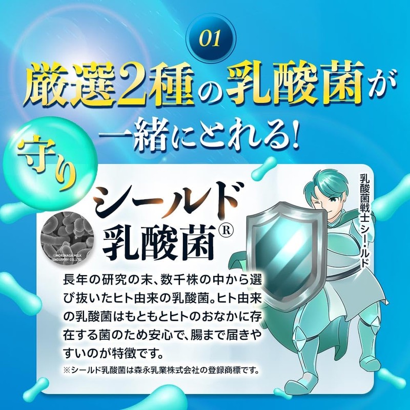 オーガランド (ogaland) 矛と盾 乳酸菌 (60粒 / 約1ヶ月分) Wの乳酸菌配合 サプリメント (オリゴ糖/ビタミンA)