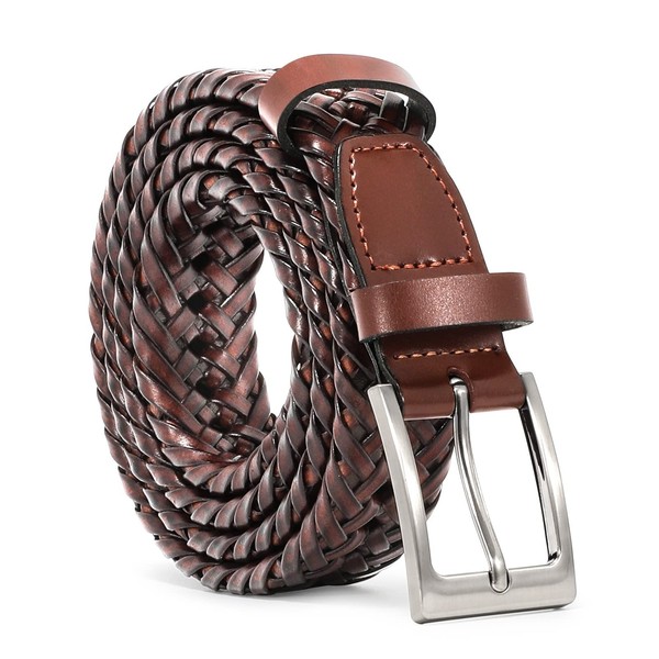 Men's Braided Leather Belt,JASGOOD Braided Woven Belt for Men Casual