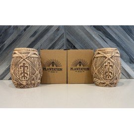 Plantation Rum Tiki Mugs 2018 Limited Edition Barrel ART BY BAI Set of 2 Hawaii