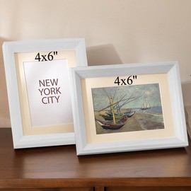 2 Pack Photo Frames 4 x 6 Picture Frame with Mat,Wall Hange and Table Decor for Home, Office,Gallery（White）