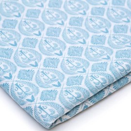 Organic Cotton Muslin Swaddle - Blue Tropics in Mist Blue